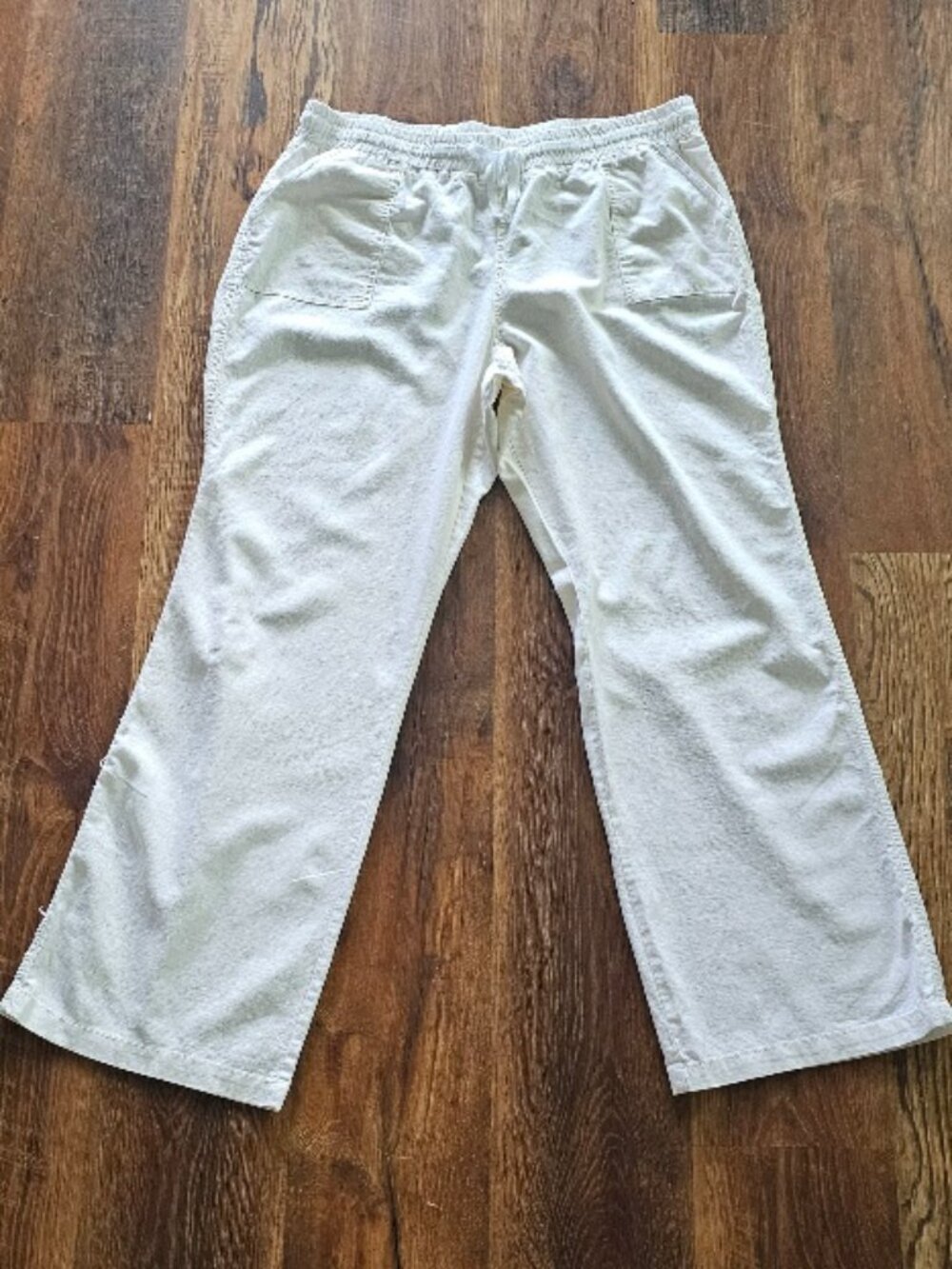 Cato XL Extra Large Linen Blend Off White Pants Elastic Waist EUC